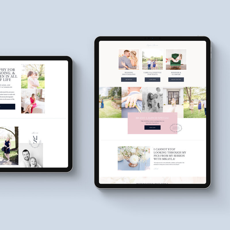 mockup showing a colorful wedding photographer website