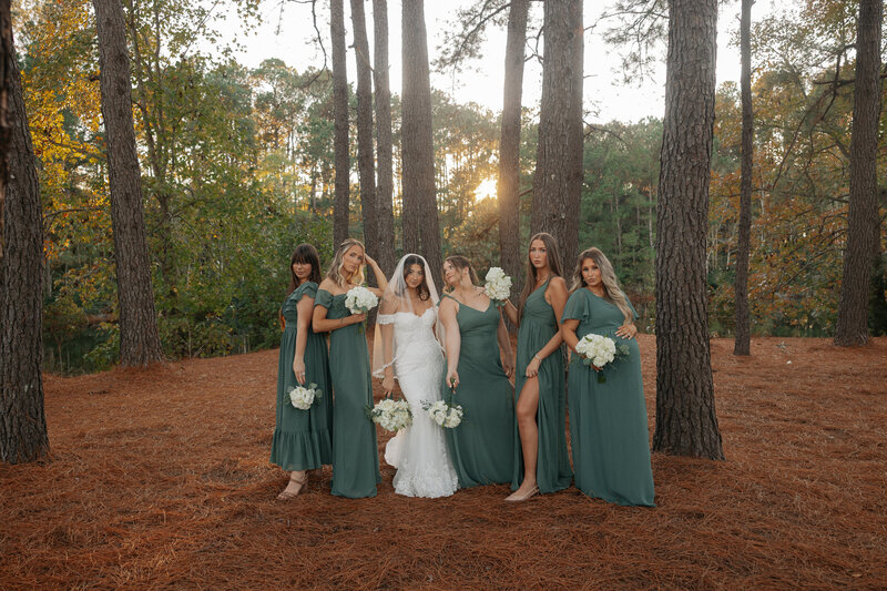 Bridesmaids portraits at Lake House at Bulow in Charleston SC 