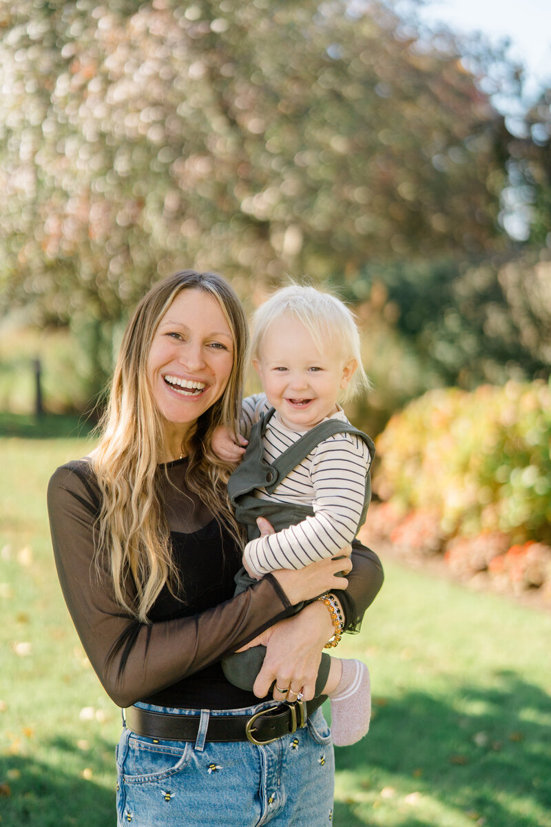 Ren Lenhof holding her son, Lake. 