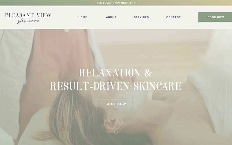 Experience the essence of Emily's skincare spa website homepage on a laptop screen. Meticulously designed by a Showit Web Design professional, this layout ensures a seamless browsing experience for visitors seeking relaxation and rejuvenation.