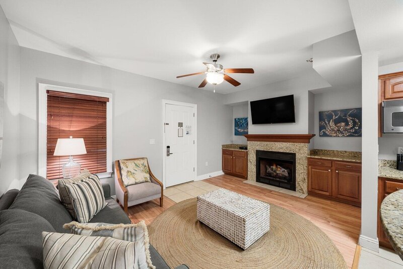 living room with fireplace