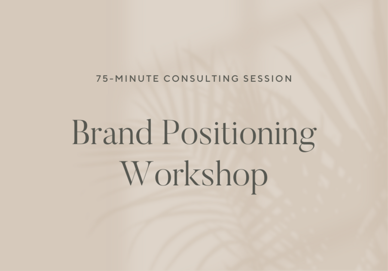 Brand Positioning Workshop by Robyn james