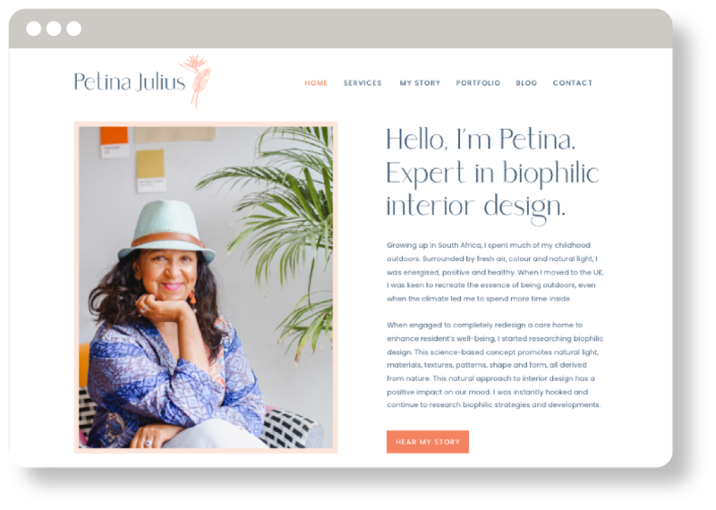 Petina Julius - Biophilic Interior Designer - website showit design - azori studio