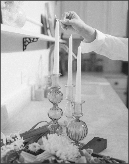 Glass candle sticks in a photo studio in Chicago.