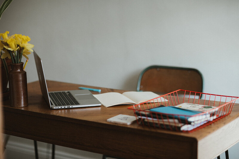 Business coach's home office preparing for a client call