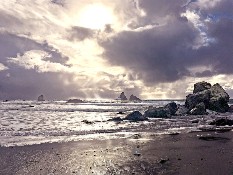 Lone Ranch Beach with dramatic clouds