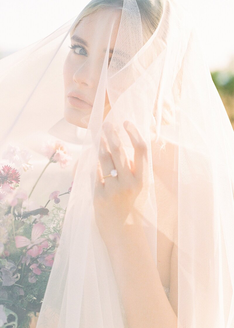 Bridal editorial at the Lavender Fields in Southern California.