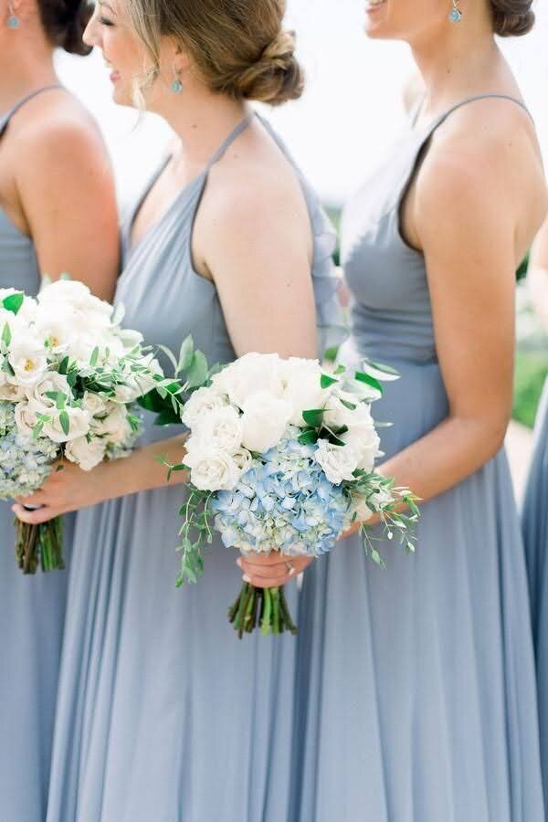 Dusty blue bridesmaids dresses
