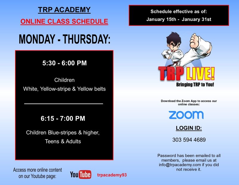 tae kwon do schedule