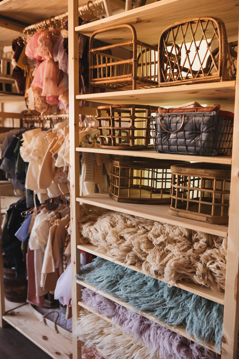 prop room at newborn photography studio in phoenix