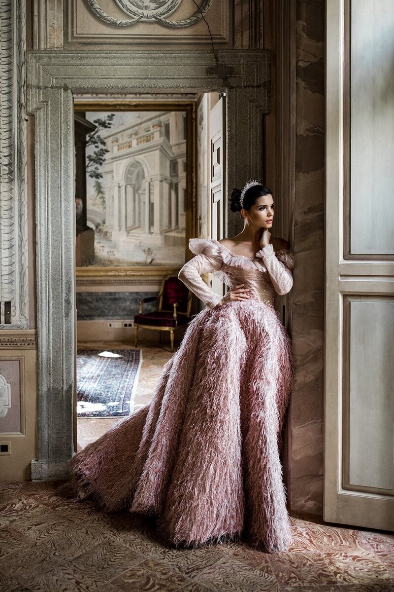 Villa-Balbiano-Lake-Como-Haute-Couture-Pink-Sara-Mrad-Wedding-Dress-Lilly-Red-37_websize