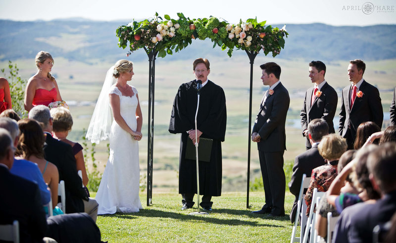 Wedding Ceremony with Flat Top Mountain Views from Bella Vista Estate in Steamboat Springs