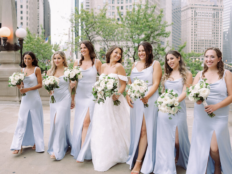 Iconic bridesmaids photos near downtown Chicago