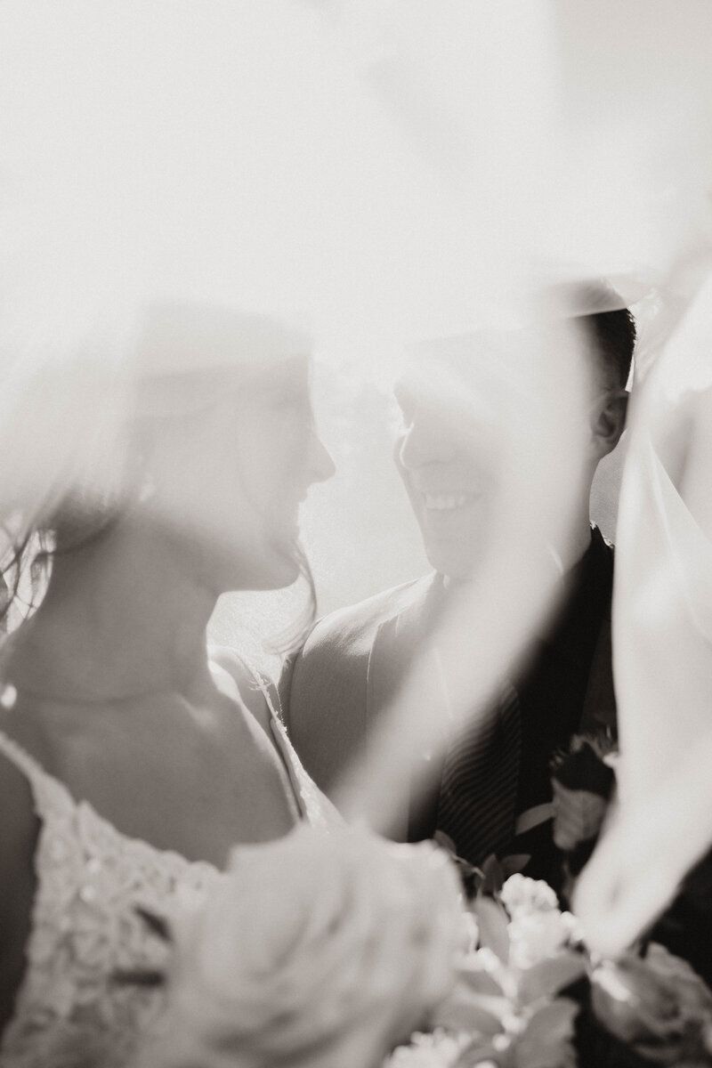 bride and groom kissing