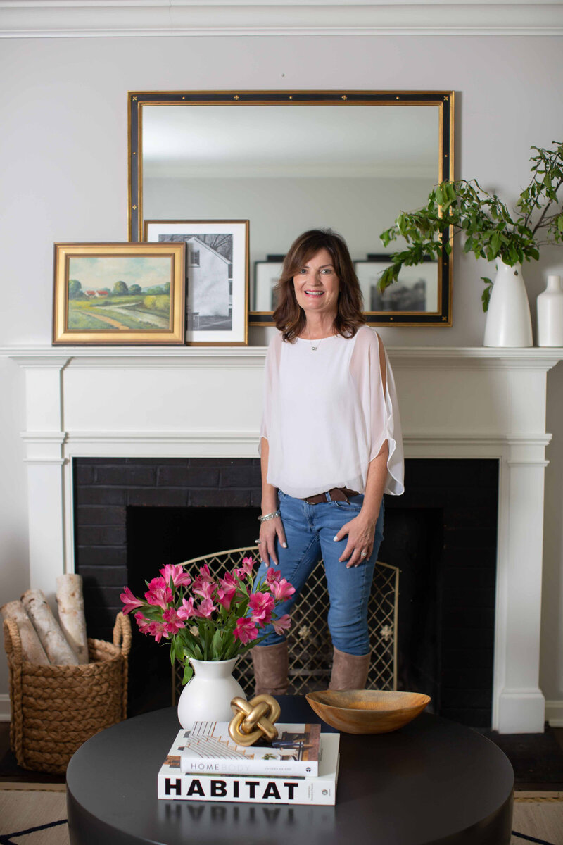 Woman posing in a beautifully designed living room
