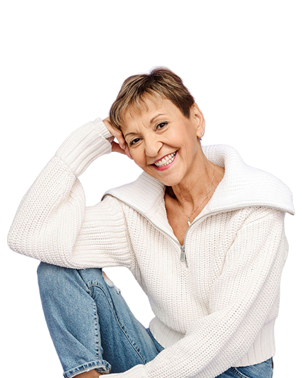 Melinda Fornero dance instructor in a white sweater smiling