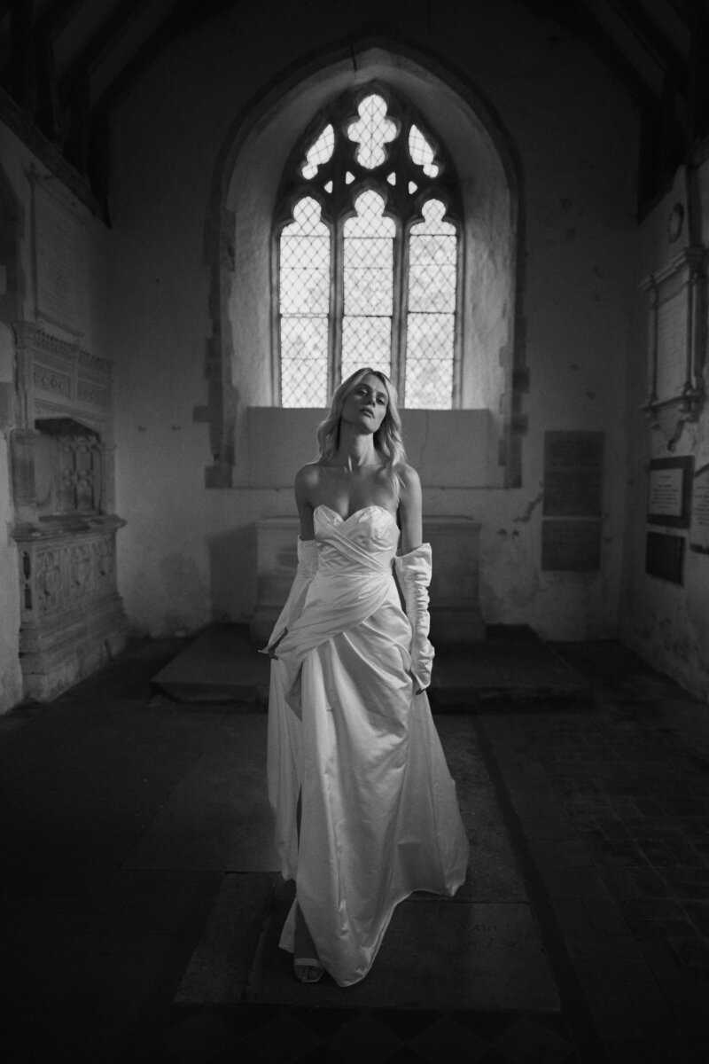 Sleeveless silk long wedding dress, sexy corset style by Luna Bea