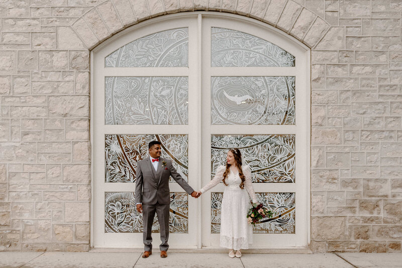 bride and groom post-ceremony at their guelph city hall ceremony