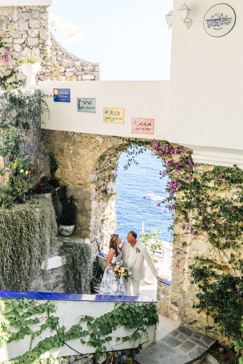 Destination wedding in Italy overlooking the sea, by LA Wedding Photographer