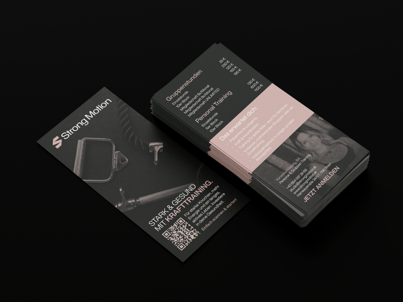 Strong Motion, Coaching, Personal & Gruppen Training, Print Design, Business Card
