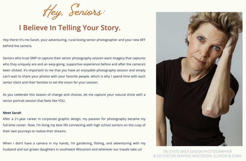 Screenshot of Sarah Monson Photography's website
