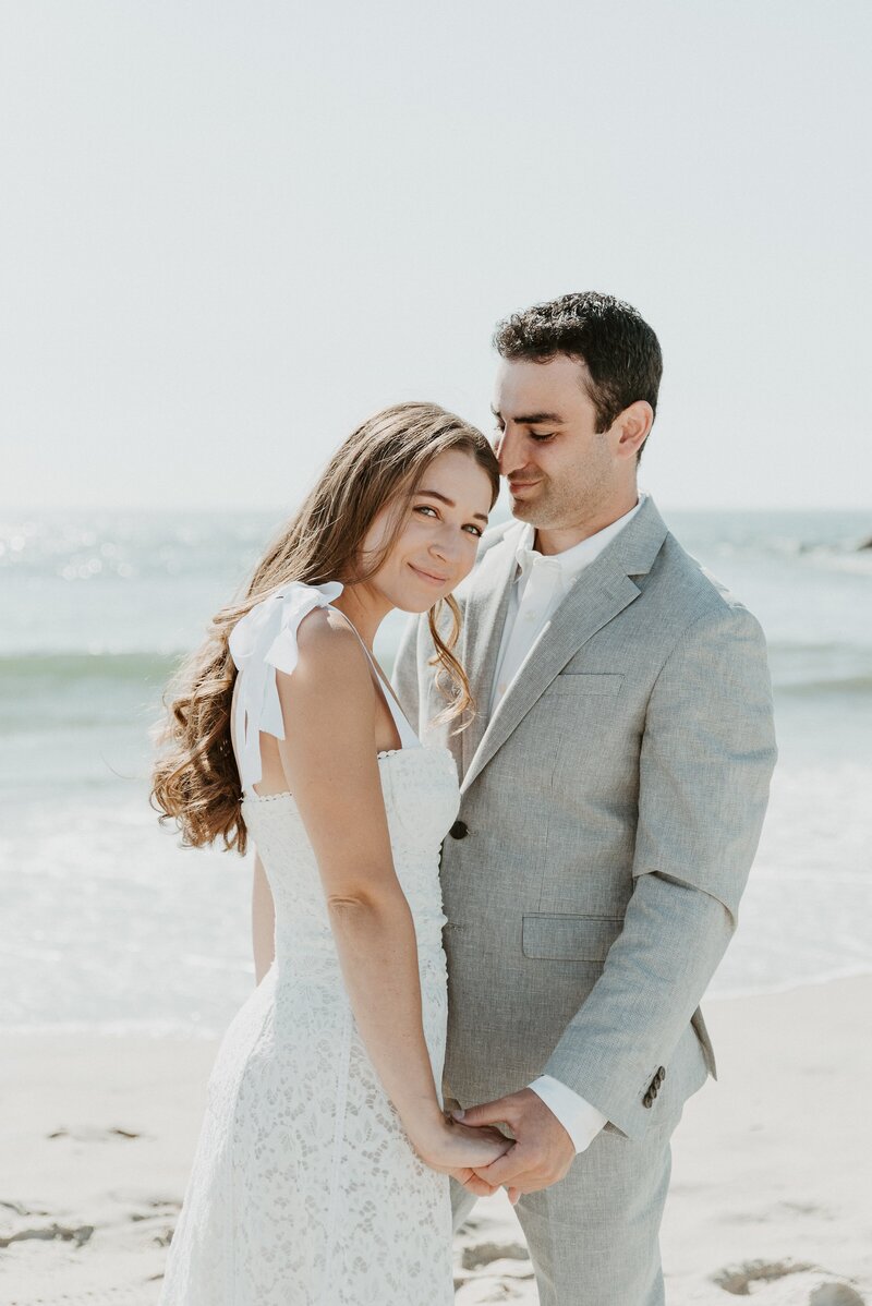 bride and groom at their beach wedding in California