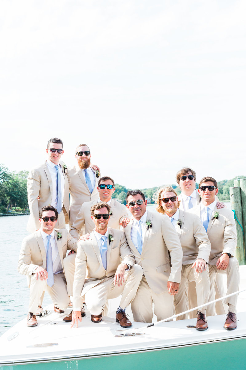 groomsmen on a boat