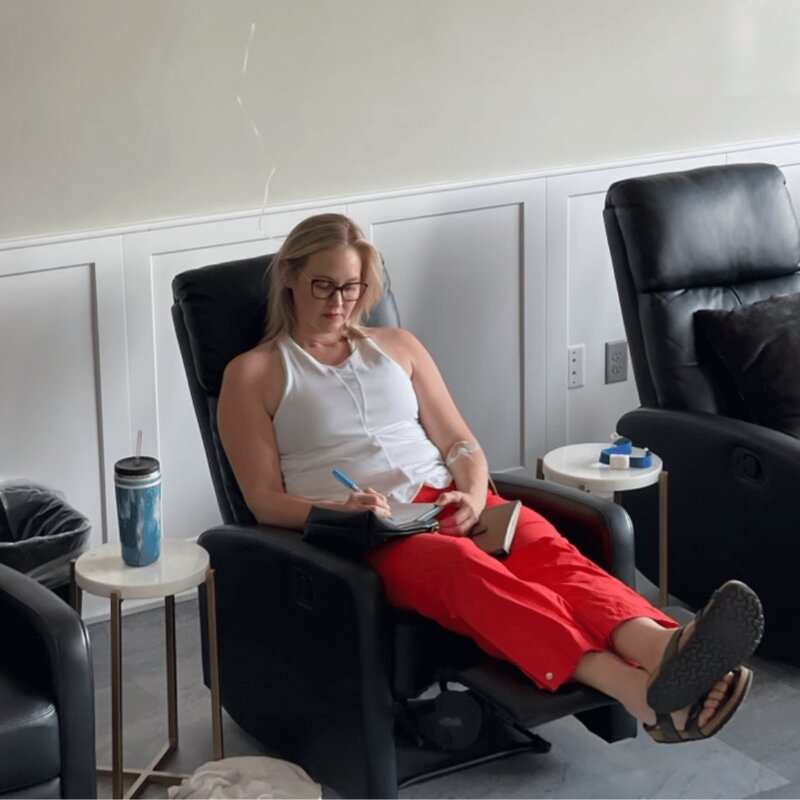 Little girl getting Ozone therapy through nose tubing