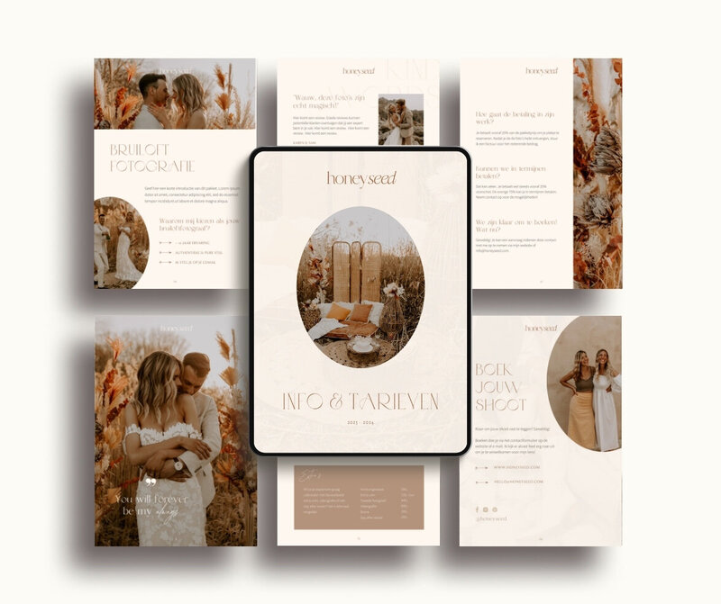 Boho brochure template voor fotografen Honey Seed