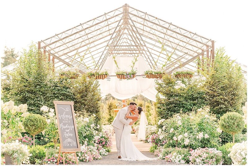 Bride and groom at Portland wedding venue by Joni Loraine Photography