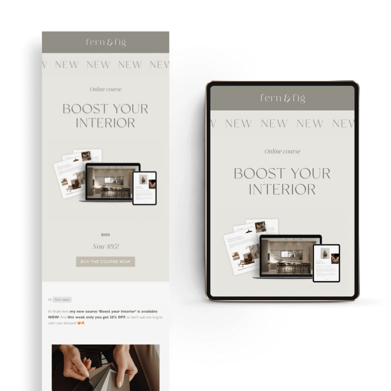 Flodesk email templates voor interieurontwerper