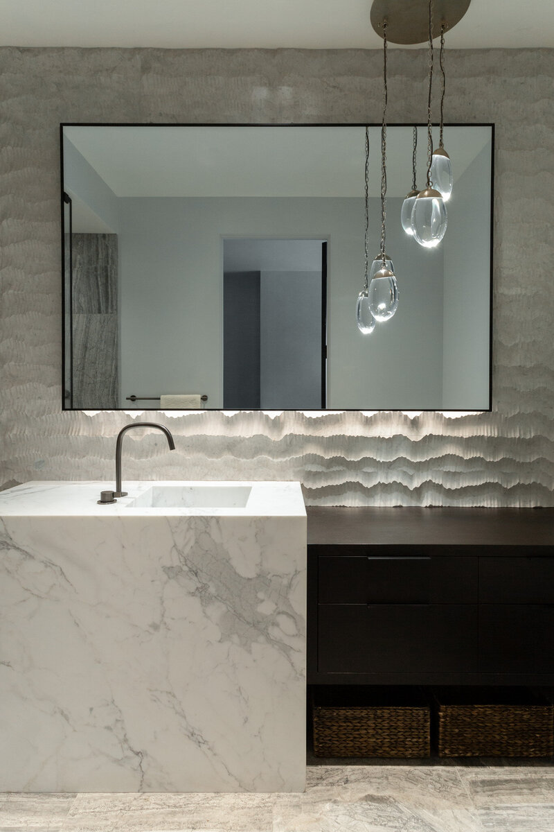 modern bathroom in San Francisco full-scale home renovation; top interior design firm in Pacific Heights