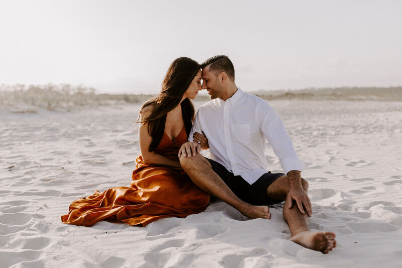 couple sitting on the sand together
