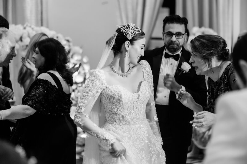 Bride and groom at their wedding reception at the four seasons Orlando by Florida wedding photographer.