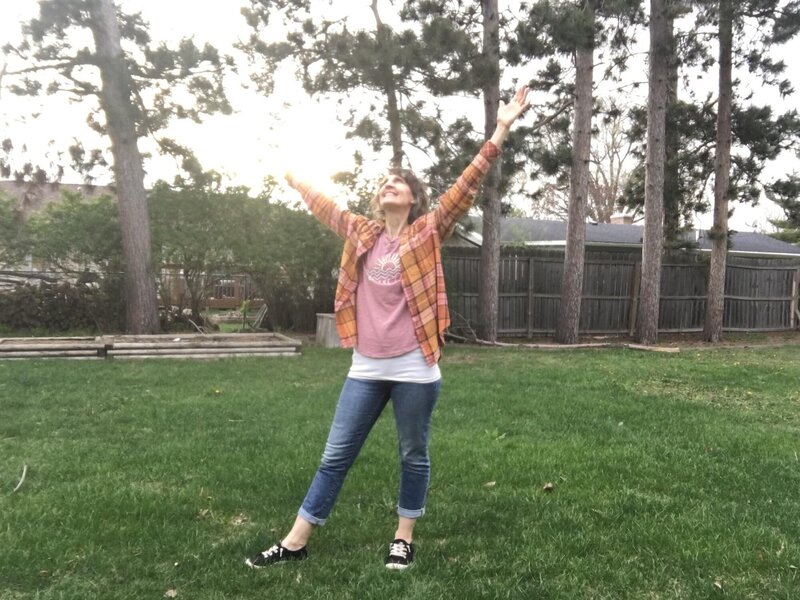 Penny outside in her yard