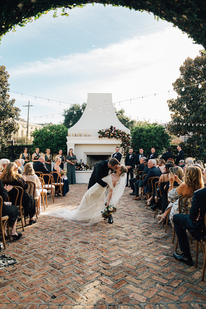 Bride and groom walk up memorial steps at their DC wedding
