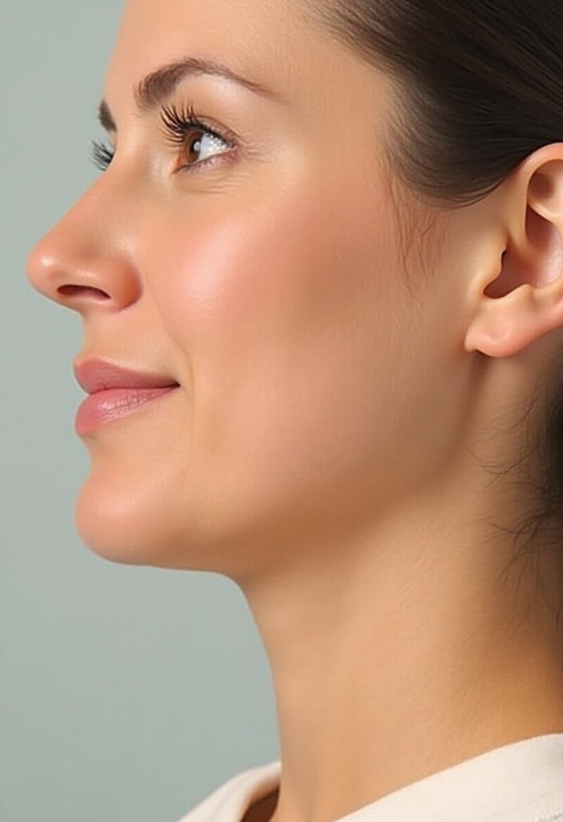 Portrait of woman with refined jawline and natural-looking facial contour