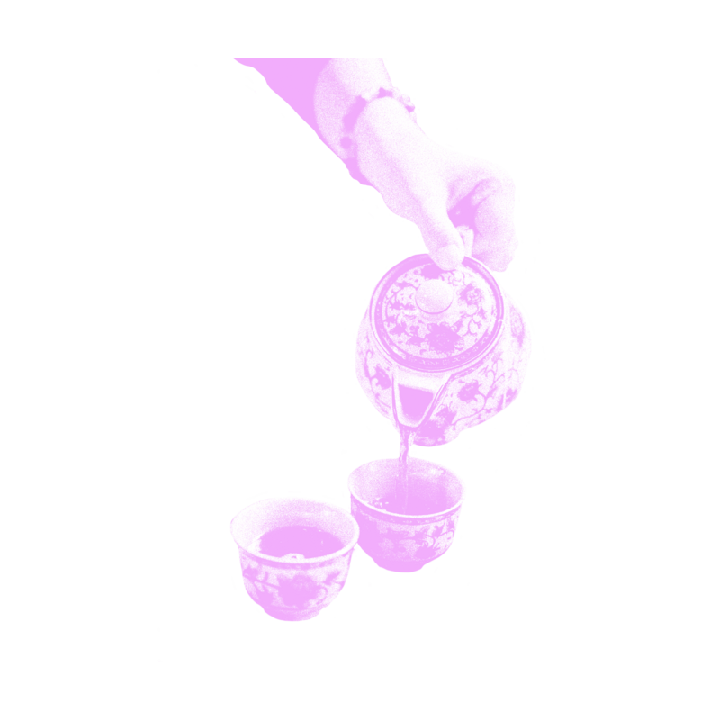 tea pouring purple
