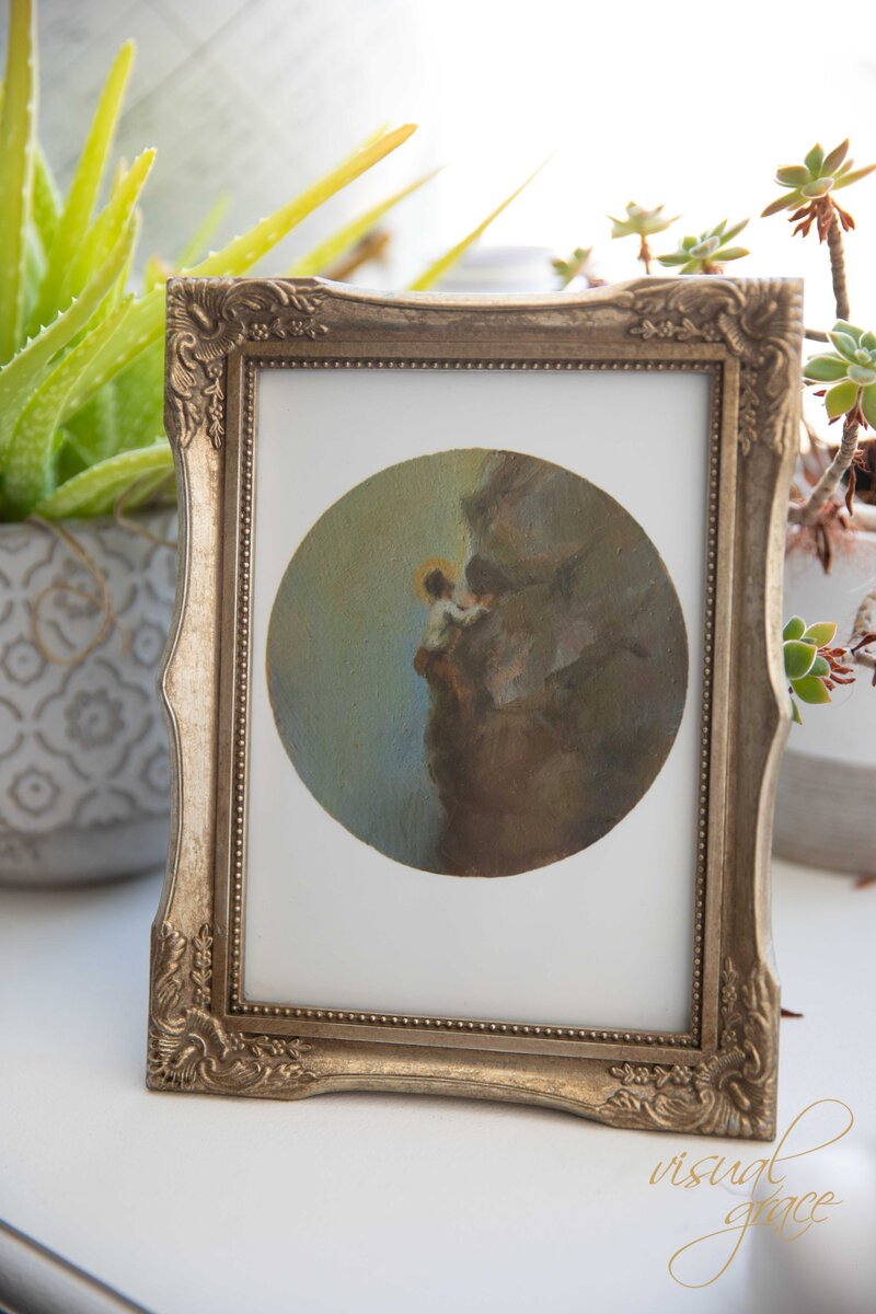 Frassati climbing the mountain painting