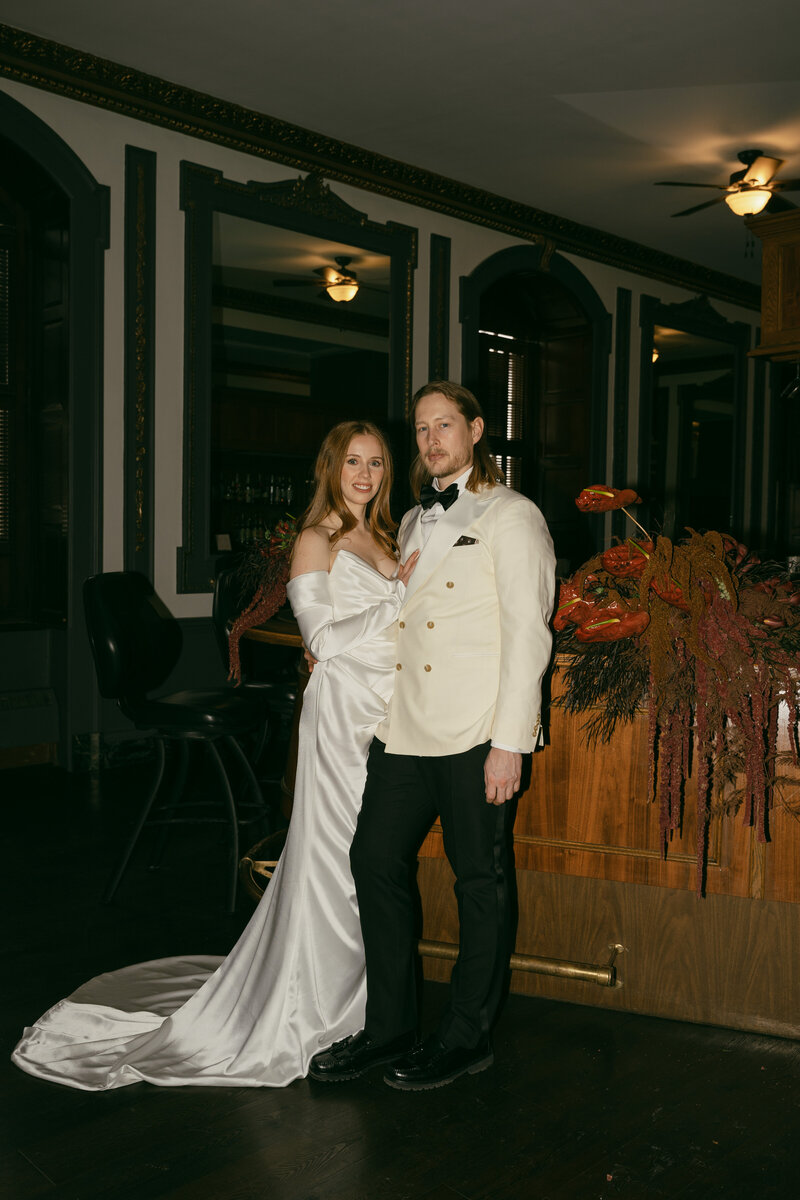 Bride and Groom modern and timeless wedding couple.