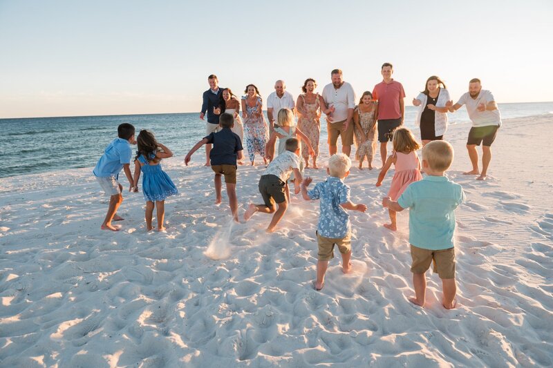 kids running towards family at Orange Beach