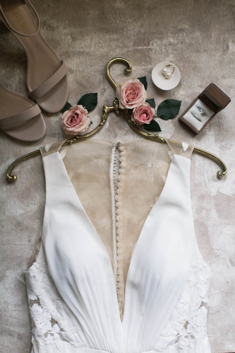 close up of dress and rings