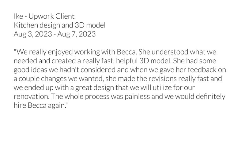 Good review from client for kitchen design and 3d modeli