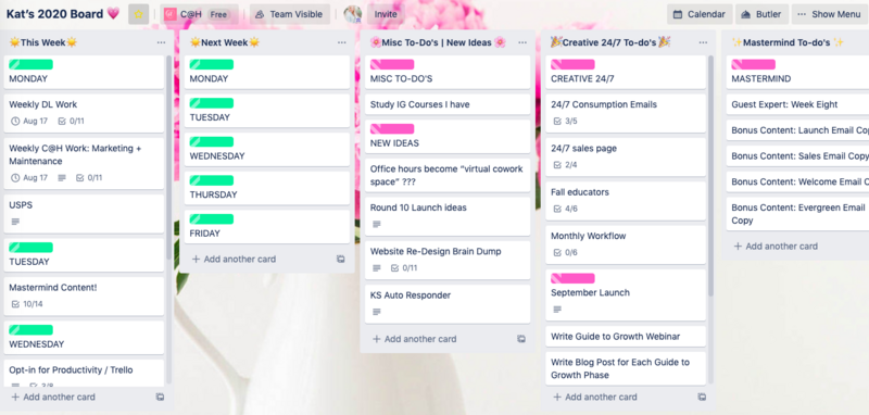 search trello templates for young women