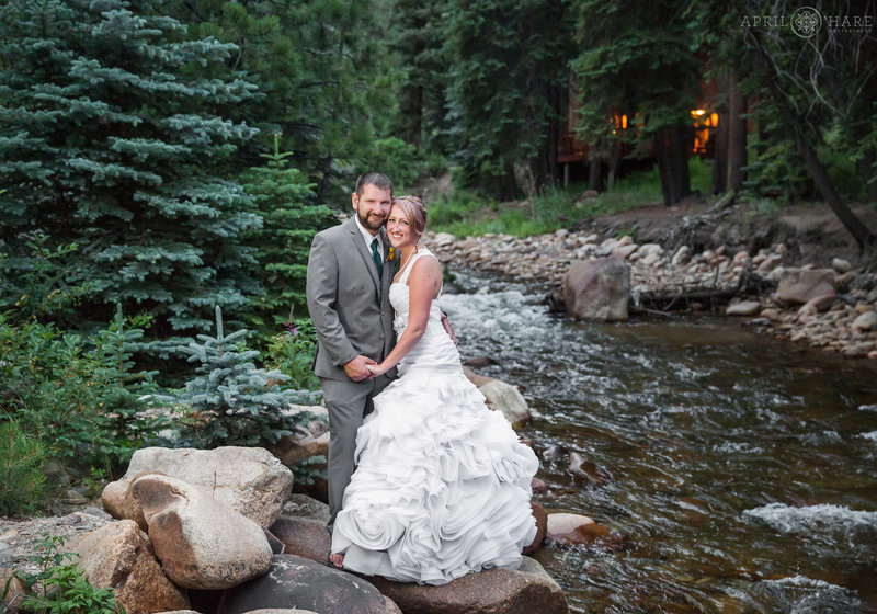 Estes Park Condos Wedding Photo next to Fall River During Summer in Colorado