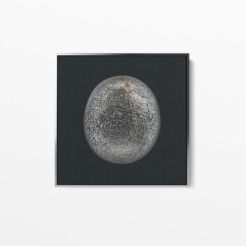 Fine Art Canvas with a silver frame featuring Project Stardust micrometeorite NMM 2807 collected and photographed by Jon Larsen and Jan Braly Kihle