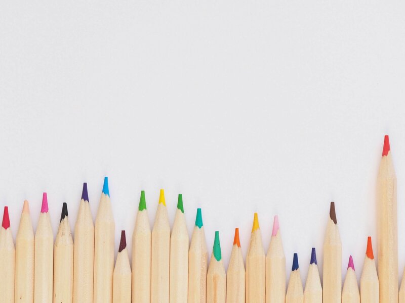 colored pencils laid out