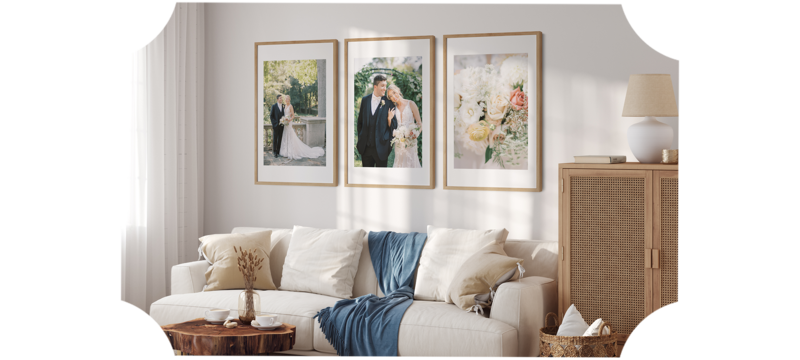 3 Framed  Fine Art Prints for High End Bride and Groom in Luxe Home setting