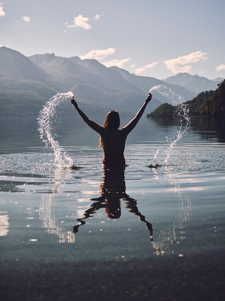girl in lake