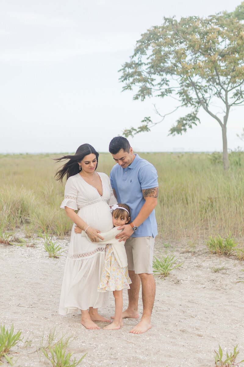 ct beach maternity photos white dress